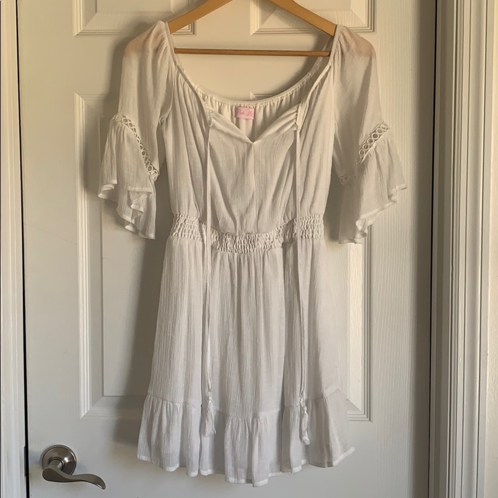 Pink lily white mini dress